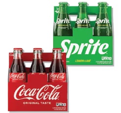 6 Pk Coca-Cola Products 8 oz glass btls