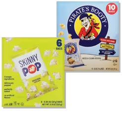 Pirate's Booty Popcorn 6-10 ct or Skinny Pop Popcorn 6 ct
