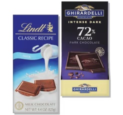 Ghirardelli or Lindt Chocolate Bars 3.17-4.4 oz