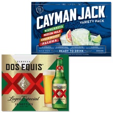 12 Pk Dos Equis or Cayman Jack 12 oz
