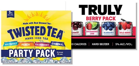 12 Pk Truly, Twisted Tea, Samuel Adams or Leinenkugel's 12 oz