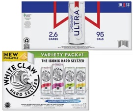 18 Pk Michelob Ultra or 12 Pk Blue Moon or White Claw 12 oz