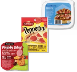 Armour Pepperoni 4-5 oz, Sargeant Mighty Bites 2.8 oz or Know & Love Lunchmeat 8 oz