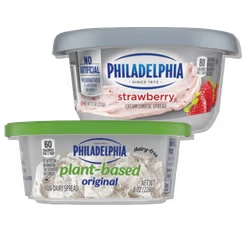 Philadelphia Plant Based Cream Cheese 8 oz or soft cream cheese 7.5 oz