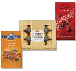 Ferrero Rocher 4.6-5.3 oz, Lindor Truffles 5.1 oz or Ghirardelli Chocolate Squares 4.1-5.32 oz