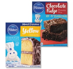 Pillsbury Cake Mix 15.2 oz, brownie mix 18.4 oz or frosting 16 oz