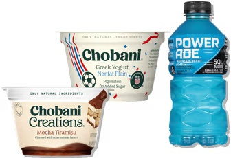 Powerade 28 oz or Chobani Creations, Zero Sugar, or Greek Yogurt Cups 5.3 oz
