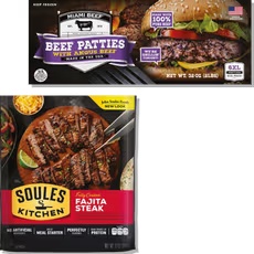 John Soules Beef Fajita Strips 12 oz or Miami Beef Angus Beef Patties 32 oz