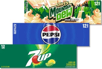 12 Pk Pepsi Products or 7UP, RC Cola or A&W 12 oz cans