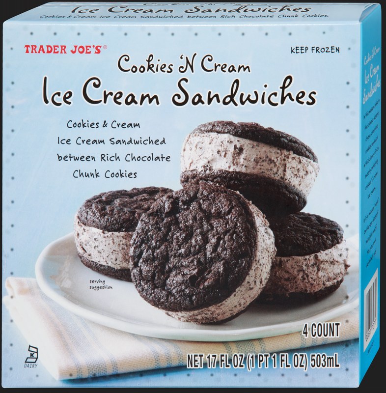 Cookies 'N Cream Ice Cream Sandwiches at Trader Joe's