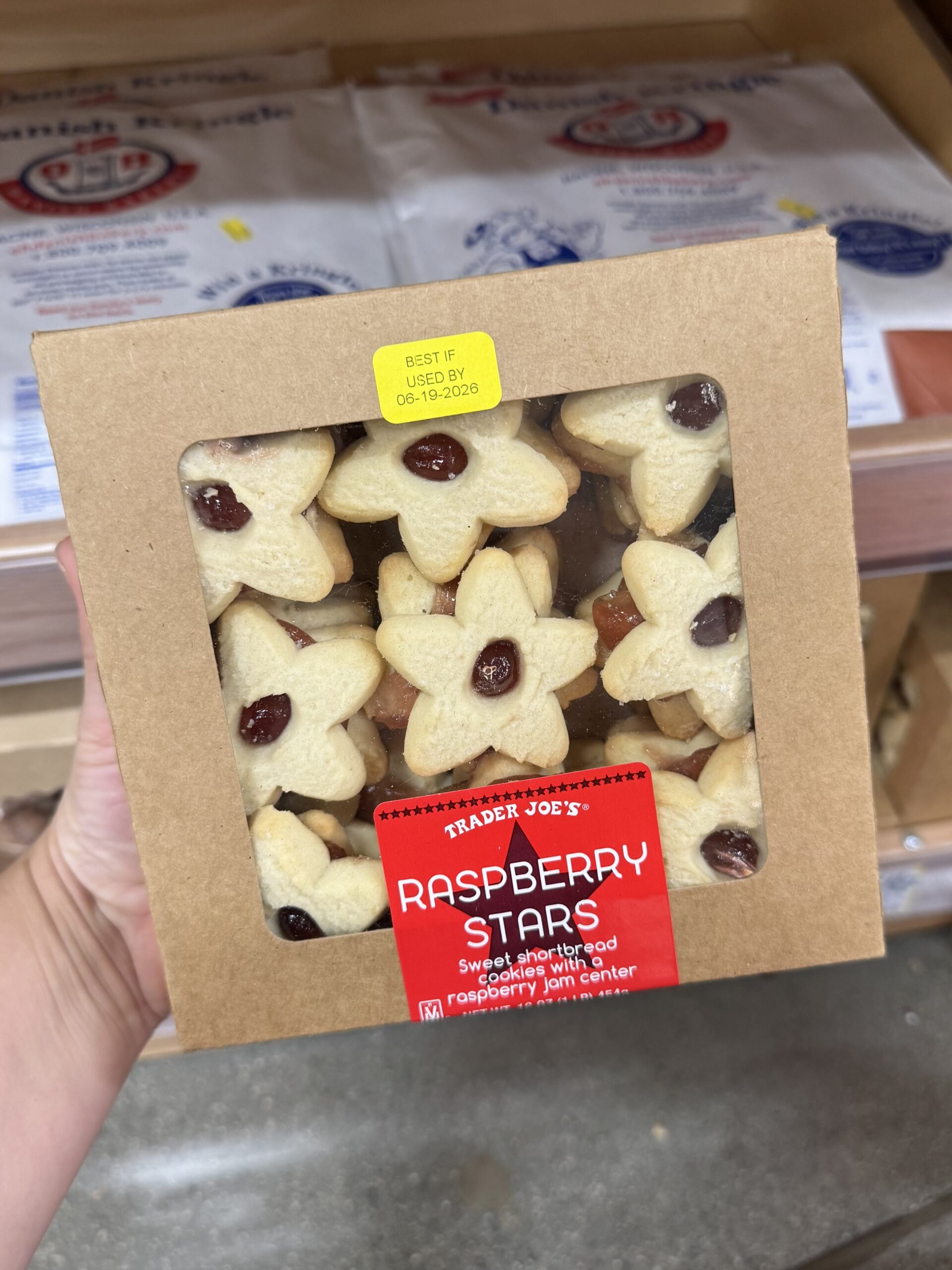 Raspberry Stars Sweet Shortbread Cookies With A Raspberry Jam Center - in store