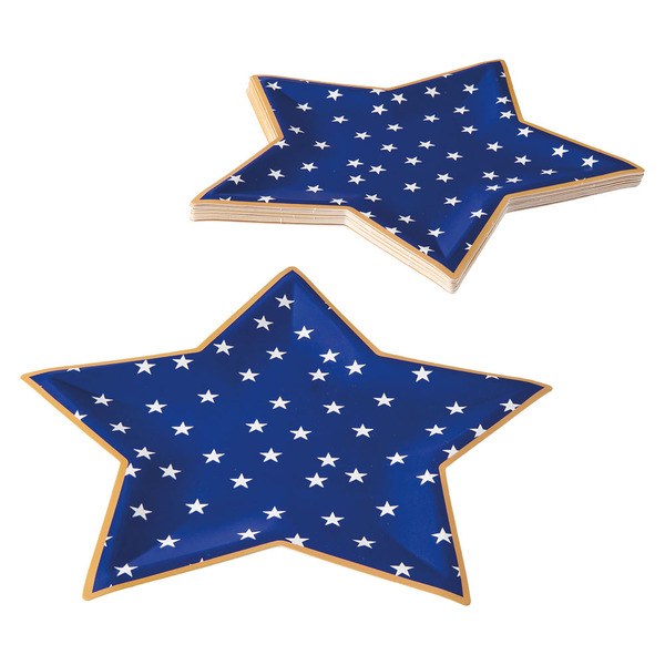 4. Star-Shaped Paper Plates (Red Stripes & Blue Stars) – $2.49