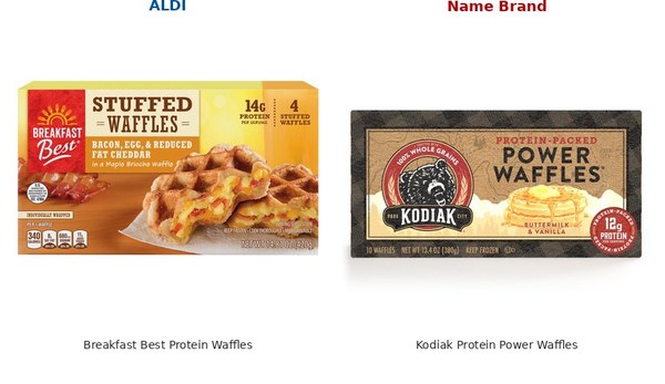 ALDI Breakfast Best Protein Waffles vs. Kodiak Protein Power Waffles