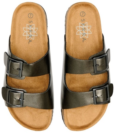 Serra Ladies Footbed Sandal - Pewter