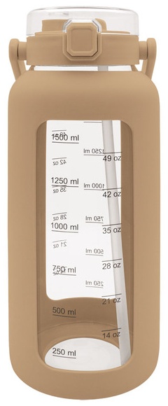 Crofton 64 oz Silicone Safe Glass Bottle - Brown