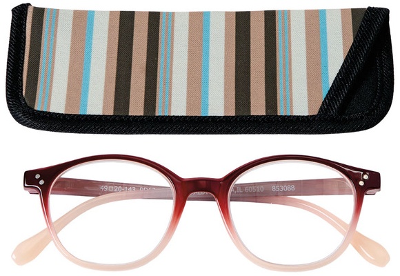 Visage Premium Reading Glasses with Case - Cream/Stripe
