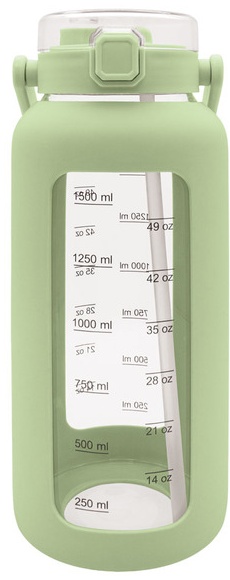 Crofton 64 oz Silicone Safe Glass Bottle - Green