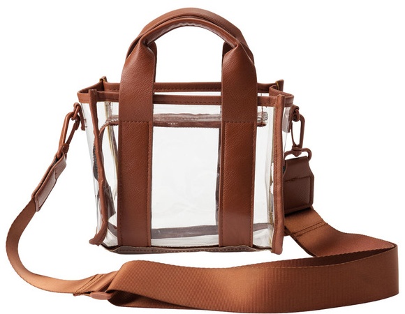 LIVE IN STYLE Clear Mini Tote Crossbody - Cognac