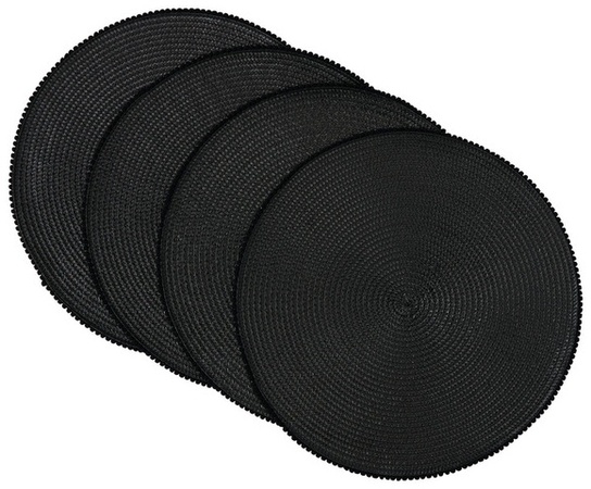 KIRKTON HOUSE 4Pk Placemat Set - Black Beaded Round
