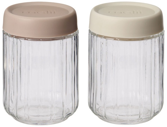 Melii Fluted Glass Jar - Gray/Pink