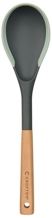Crofton Silicone Edge Wooden Utensil - Solid Spoon - Green