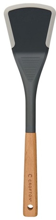 Crofton Silicone Edge Wooden Utensil - Solid Turner - Gray