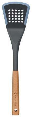 Crofton Silicone Edge Wooden Utensil - Slotted Turner - Blue