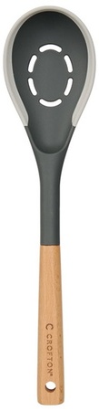 Crofton Silicone Edge Wooden Utensil - Slotted Spoon - Gray