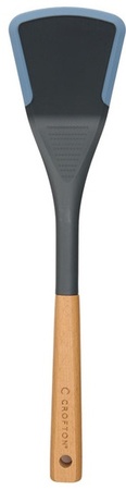 Crofton Silicone Edge Wooden Utensil - Solid Turner - Blue