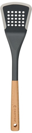 Crofton Silicone Edge Wooden Utensil - Slotted Turner - Gray