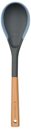 Crofton Silicone Edge Wooden Utensil - Solid Spoon - Blue