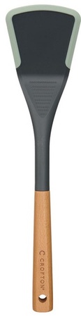 Crofton Silicone Edge Wooden Utensil - Solid Turner - Green