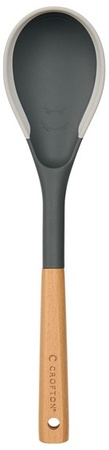 Crofton Silicone Edge Wooden Utensil - Solid Spoon - Gray