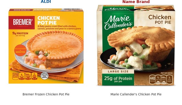 ALDI Bremer Frozen Chicken Pot Pie vs. Marie Callender's Chicken Pot Pie