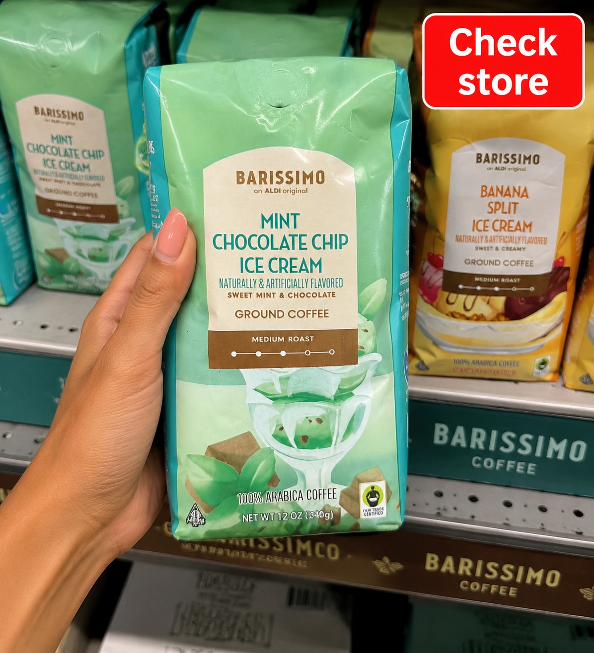 BARISSIMO Mint Chocolate Chip Ice Cream Ground Coffee