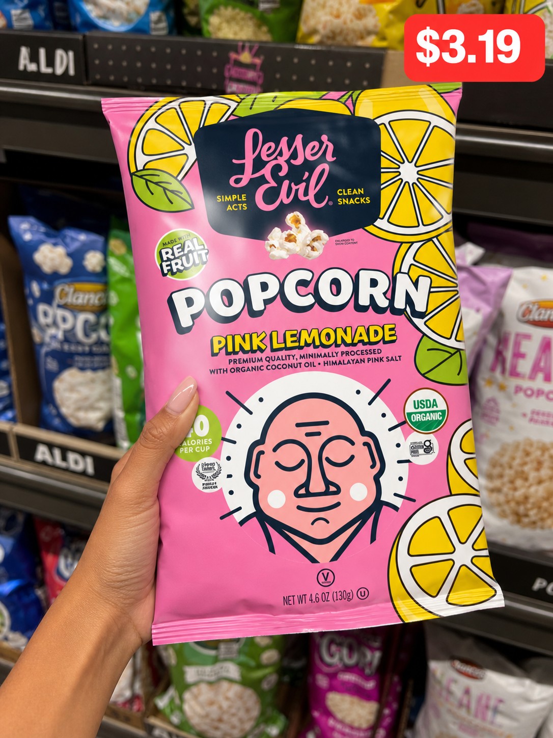 LesserEvil POPCOR Pink Lemonade