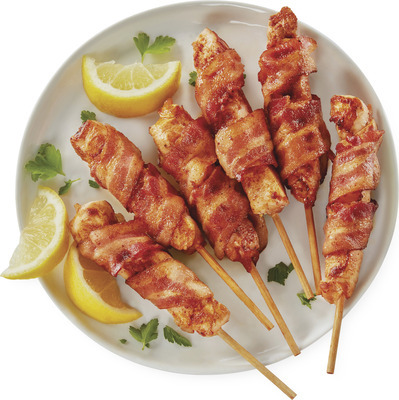 Honey BBQ Bacon-Wrapped Chicken Skewers