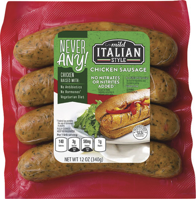 NEVER ANY! Italian or Spinach & Feta Chicken Sausage