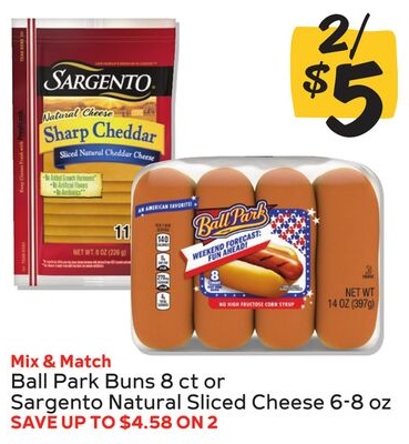 Ball Park Buns 8 ct or Sargento Natural Sliced Cheese 6-8 oz