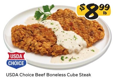 USDA Choice Beef Boneless Cube Steak