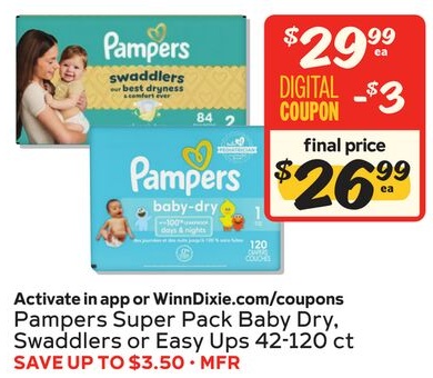 Pampers Super Pack Baby Dry, Swaddlers or Easy Ups