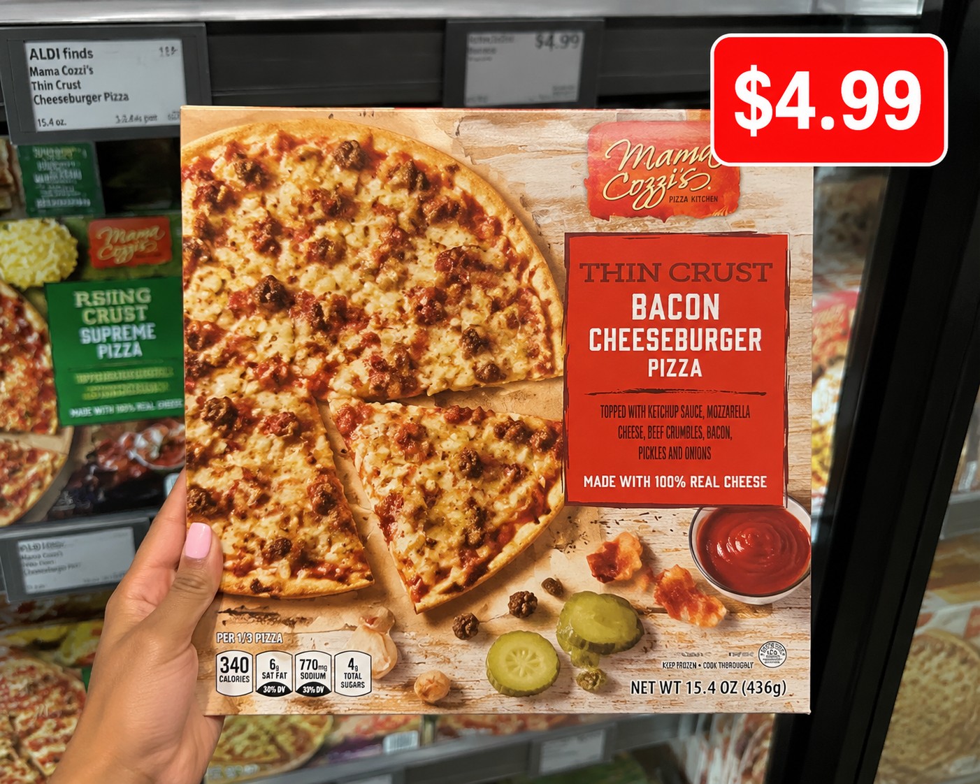 Mama Cozzi's Thin Crust Bacon Cheeseburger Pizza
