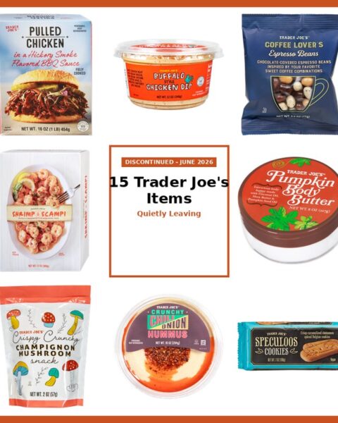 Collage of Trader Joe's items discontinued in June 2026