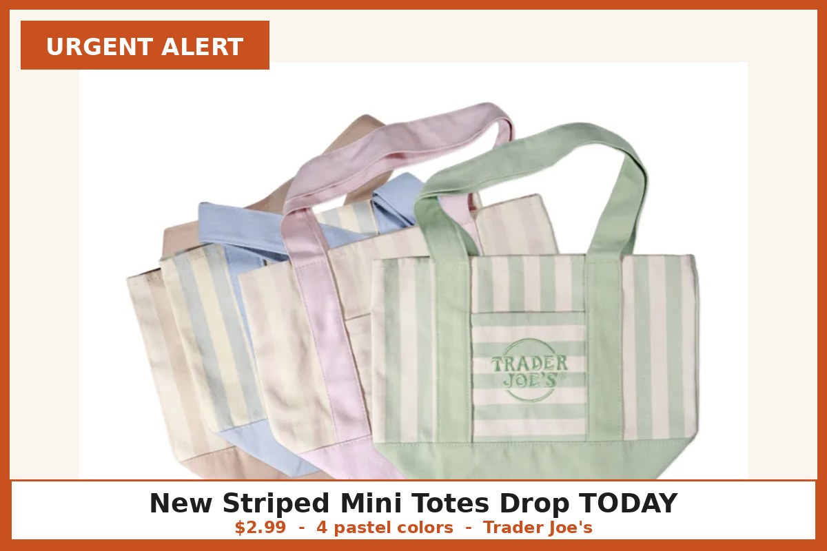 Trader Joes new striped mini canvas totes in pastel colors