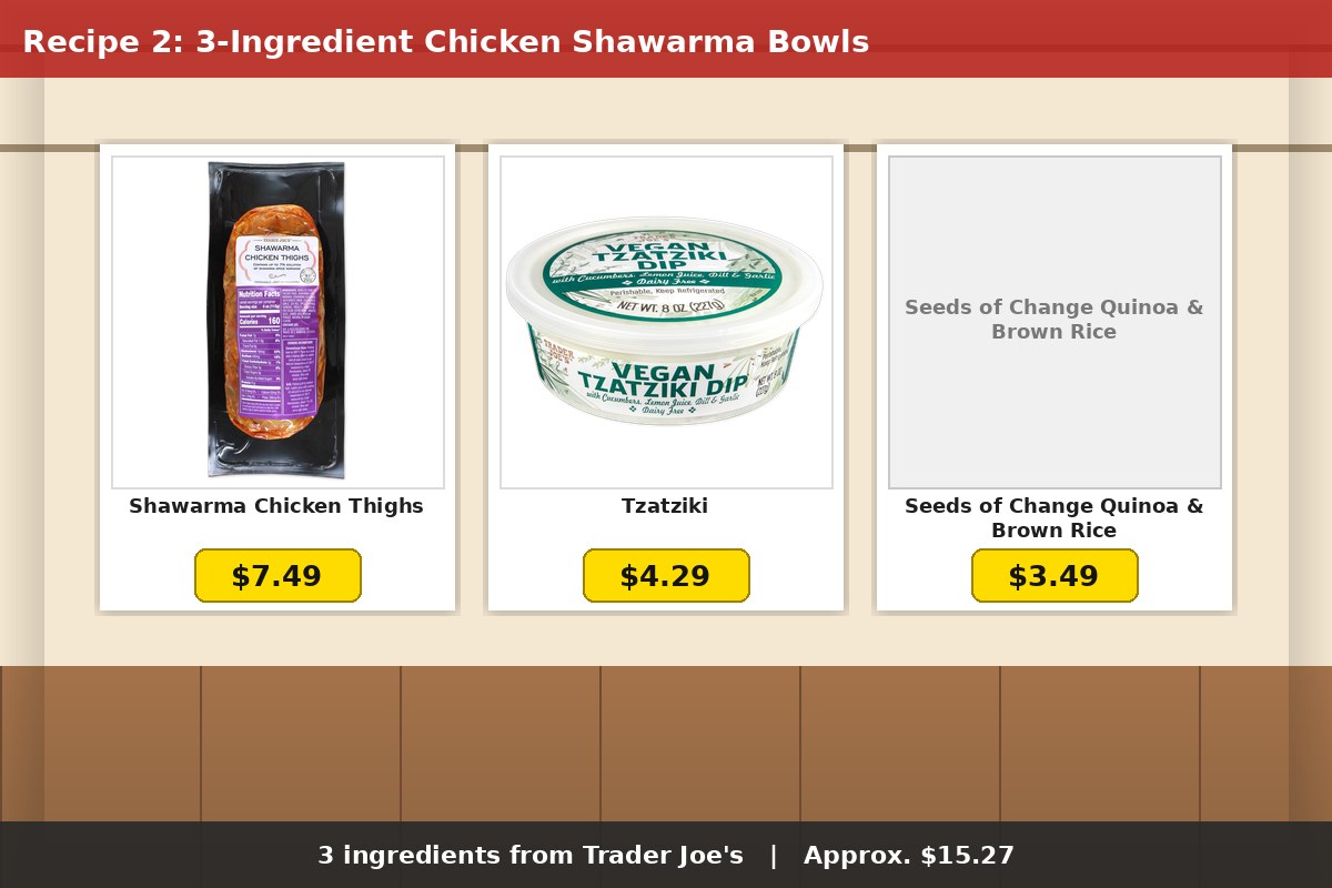 3-Ingredient Chicken Shawarma Bowls - 3 Trader Joe's ingredients with prices