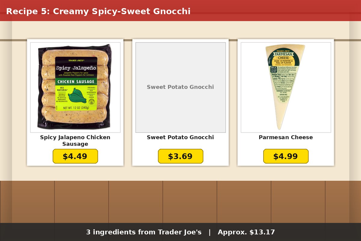 Creamy Spicy-Sweet Gnocchi - 3 Trader Joe's ingredients with prices