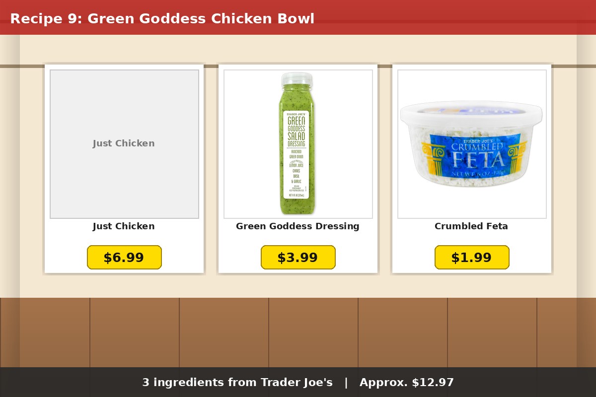 Green Goddess Chicken Bowl - 3 Trader Joe's ingredients with prices