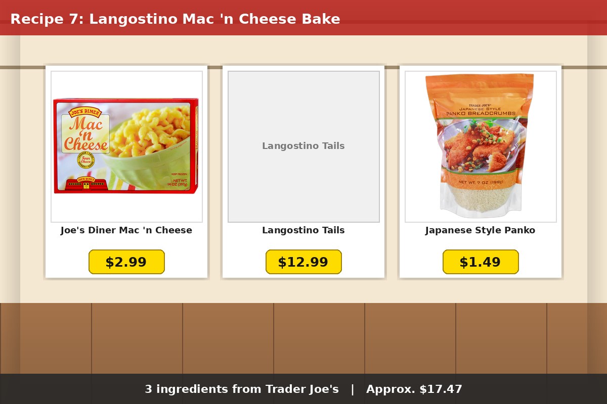 Langostino Mac 'n Cheese Bake - 3 Trader Joe's ingredients with prices