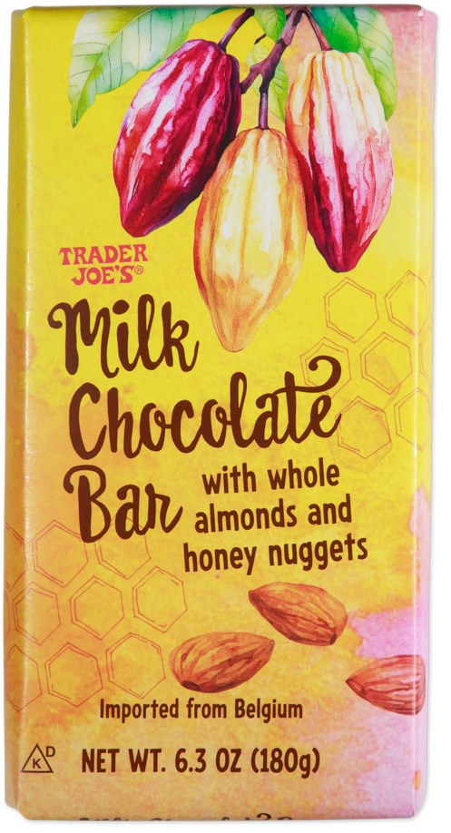 Milk Chocolate Bar with Almonds and Honey Nuggets at Trader Joe's