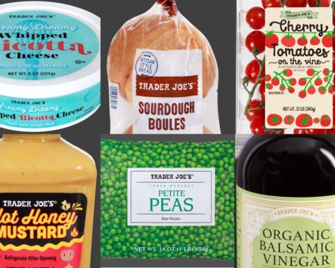 Trader Joe's Whipped Ricotta hosting toasts collage